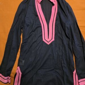 Tory Burch Navy Tunic with Pink Accents